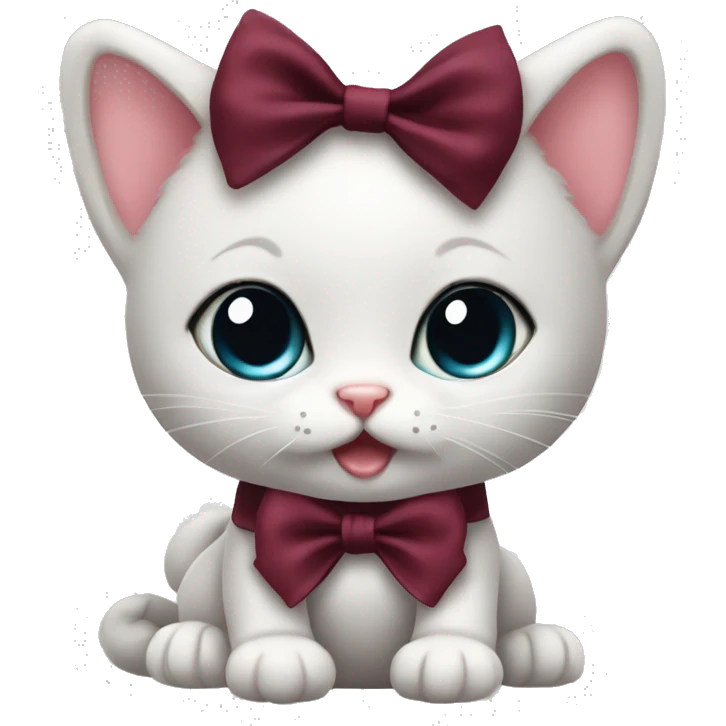 Baby kitty with a coquette burgundy bow with cute posture  emoji