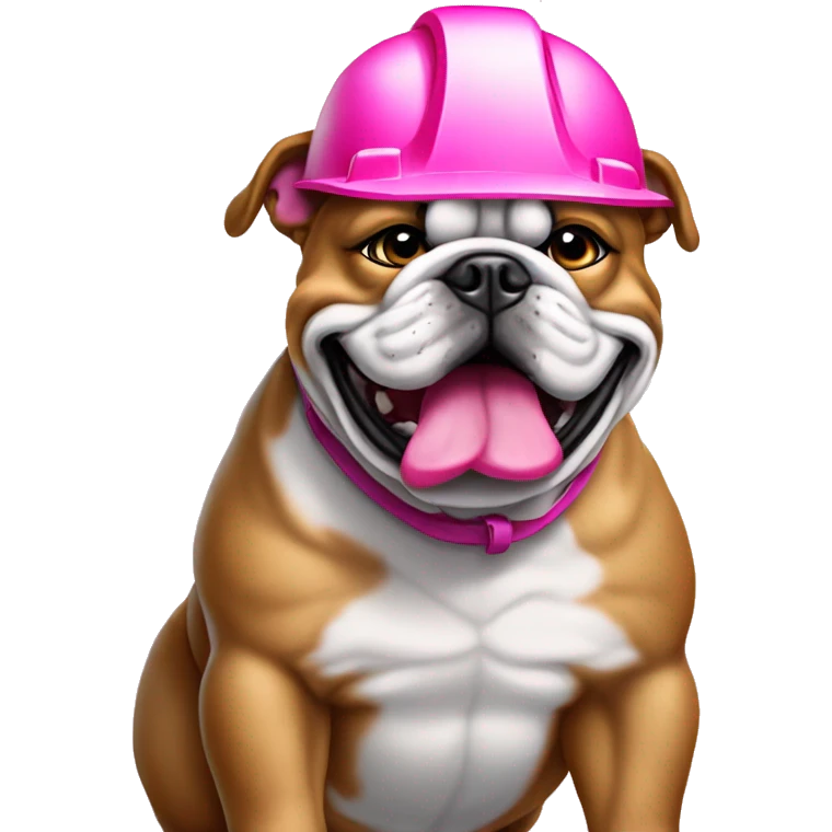 bulldog with pink hard hat that is 24x24 emoji