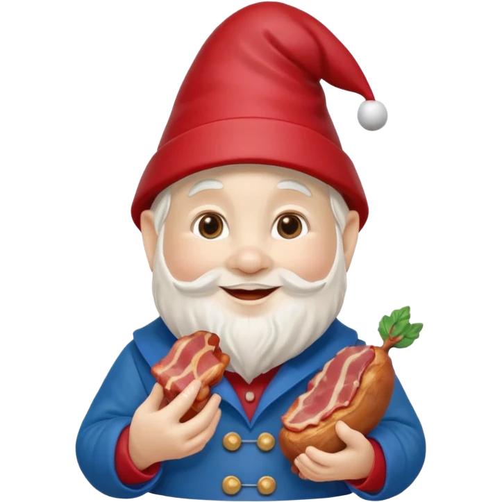 Garden gnome holding bacon emoji