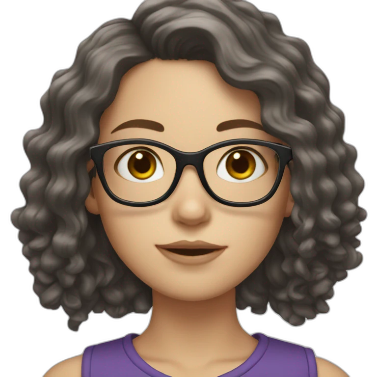 white girl with glasses and dark wavy hair emoji