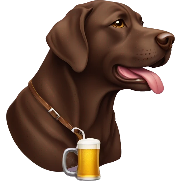 Chocolate lab drinking a beer emoji