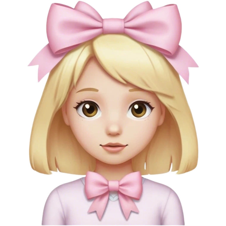 Blonde with light pink hairbow emoji