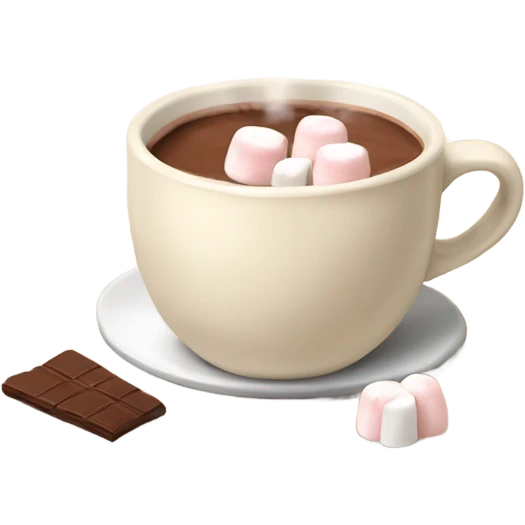 Light beige mug of hot chocolate with marshmallows  emoji