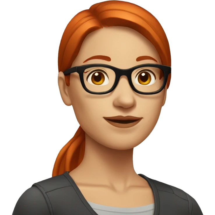 shortstraight red hair, glasses slim mid thirties woman emoji