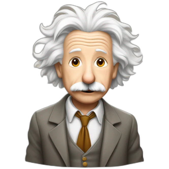 Einstein qui porte une blouse blache avec un coeur saignant entre les mains  emoji