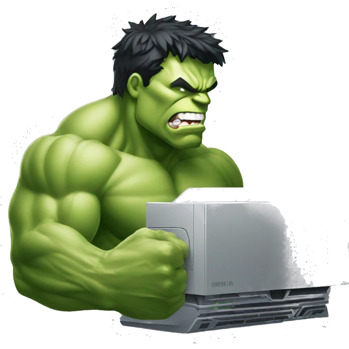 hulk jugando con su computadora emoji