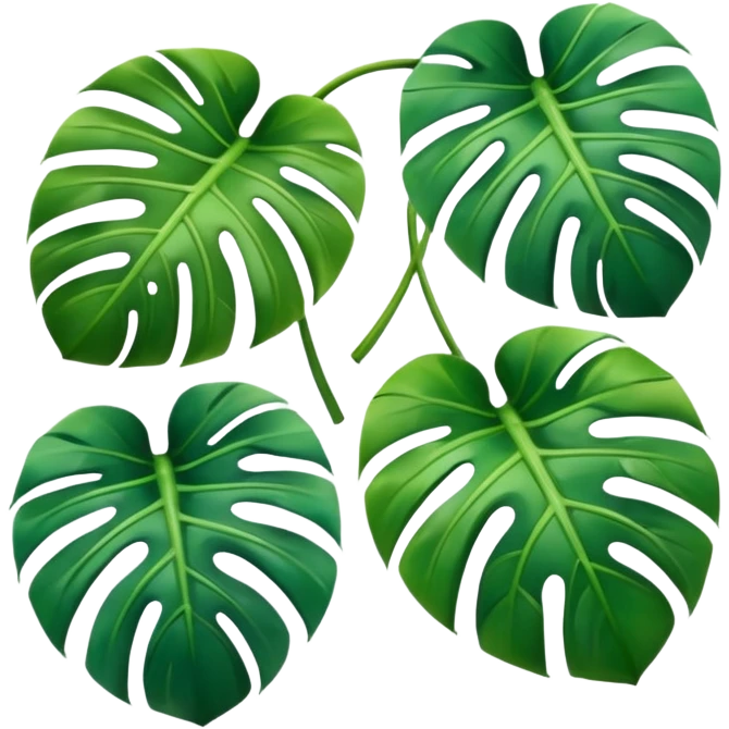 three small icons of mostera leaves emoji