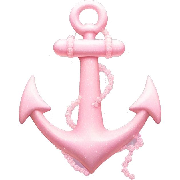 Pastel Pink Anchor "A pastel pink anchor with glowing edges, shimmering details, and tiny bubbles and sparkles surrounding it." emoji
