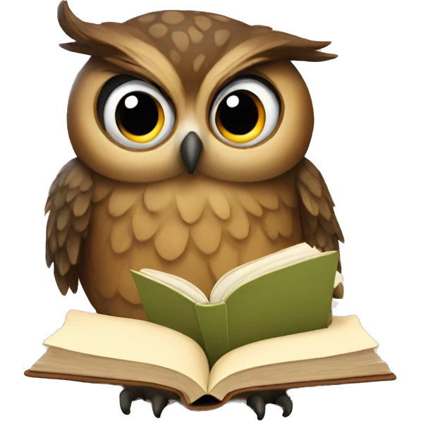 owl reading a book emoji