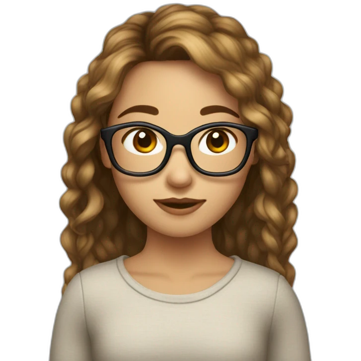 Fille a lunettes cheveux châtain emoji