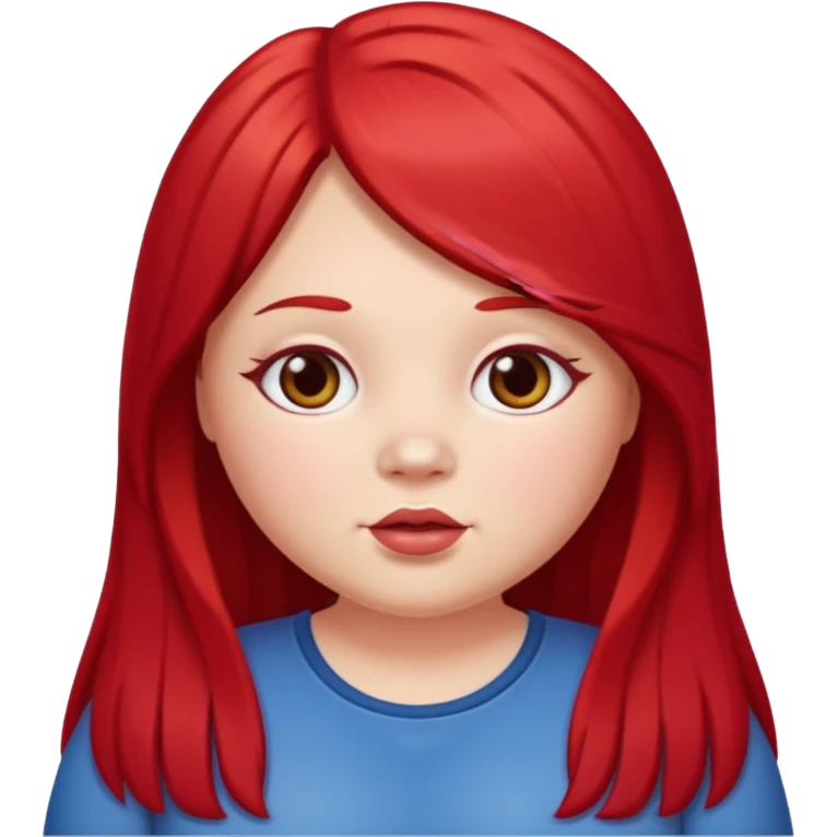 chubby white girl with cherry red long straight hair emoji