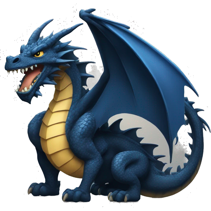 Big black Dragon with smaller Dark Blue Dragon and Little Golden Dragon in the middle emoji