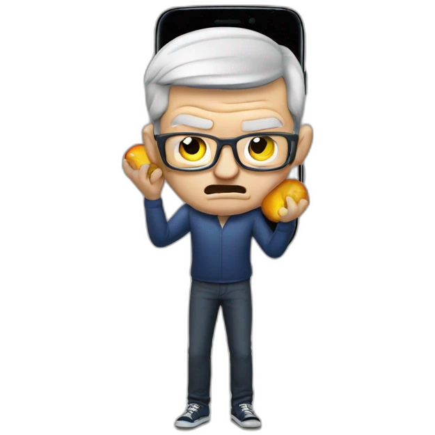 Angry Tim Cook with Samsung Galaxy Phone emoji