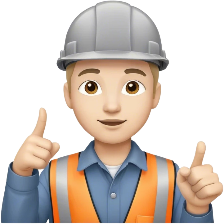 Worker with grey hard hat pointing emoji