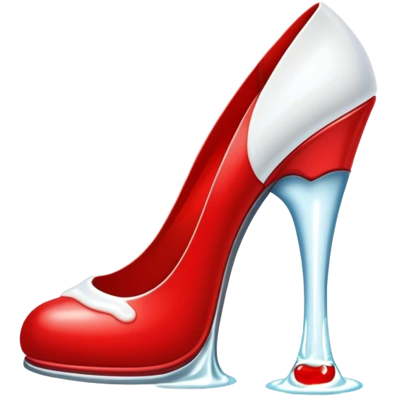 a full red heel with a white liquid on sole emoji