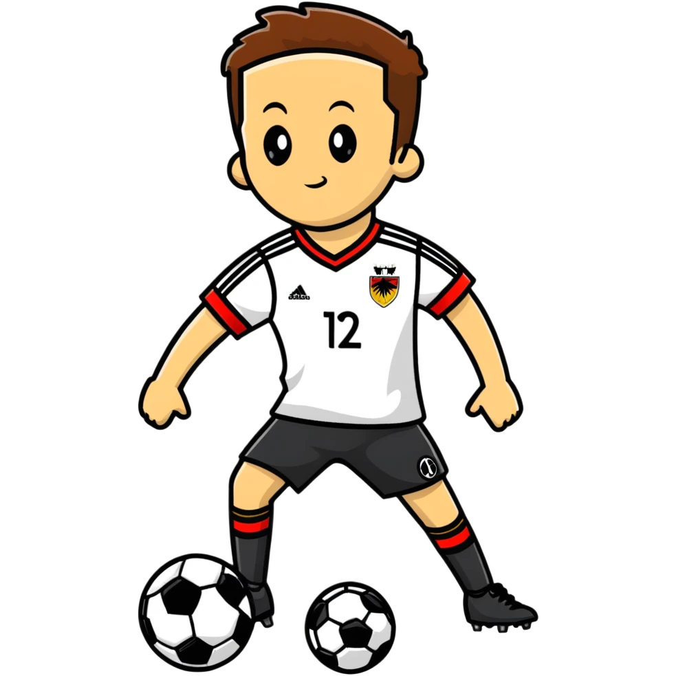Cartoon German soccer player with jersey emoji