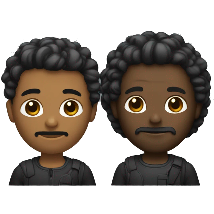 Un hombre con el pelo negro y una pulule negro  emoji