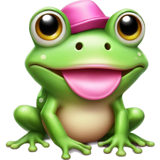 cute frog with pink hat emoji