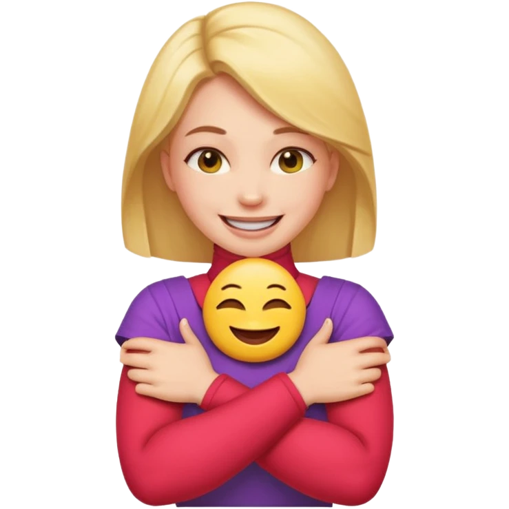 A woman with arms crossed holding neck laughing emoji emoji