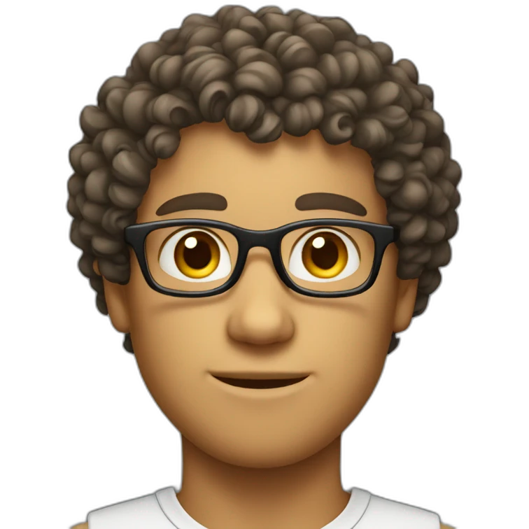 Curly hair male nerd emoji