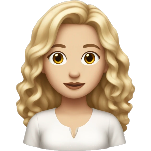 Make a dark blonde slightly wavy hair white girl with something baby pink as clothes  emoji