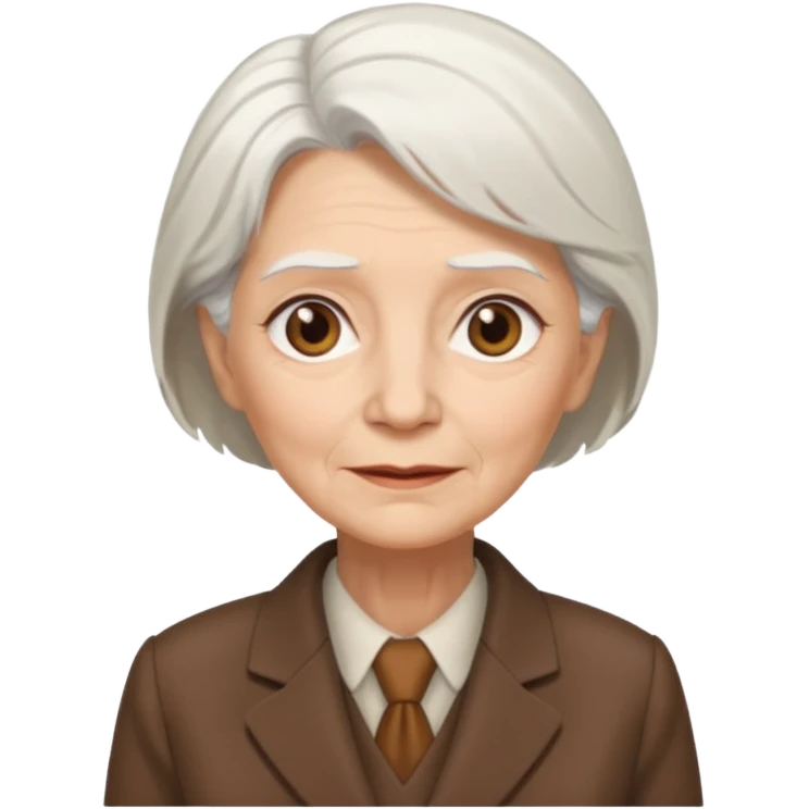 white hair old woman brown suit emoji
