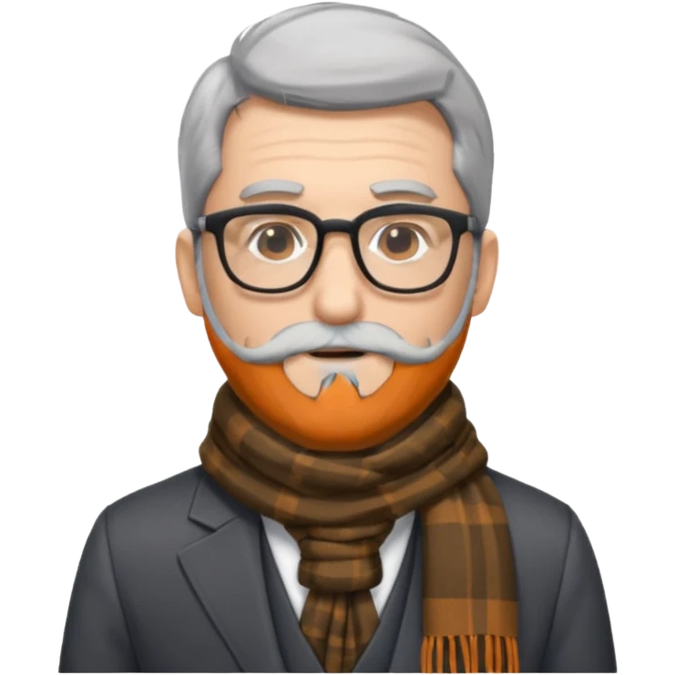 gray scarf male  beard hair with suit glasses emoji