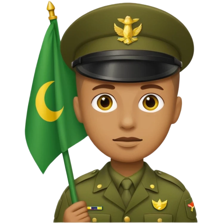Yellow circle emoji of a soldier holding a green flag emoji
