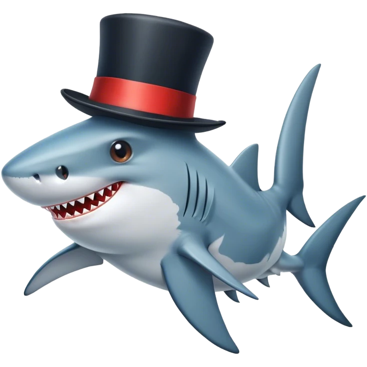 Shark with a top hat emoji