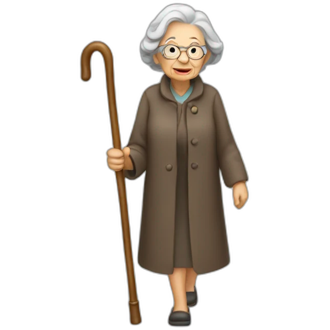 Old woman walking cane emoji