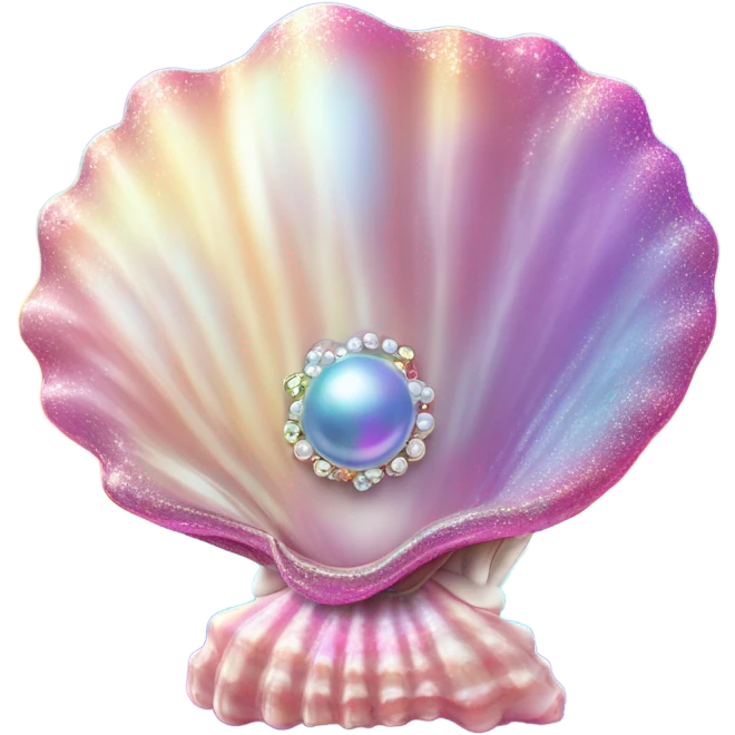 Lisa Frank sparkle sea shell with pearl ￼ emoji