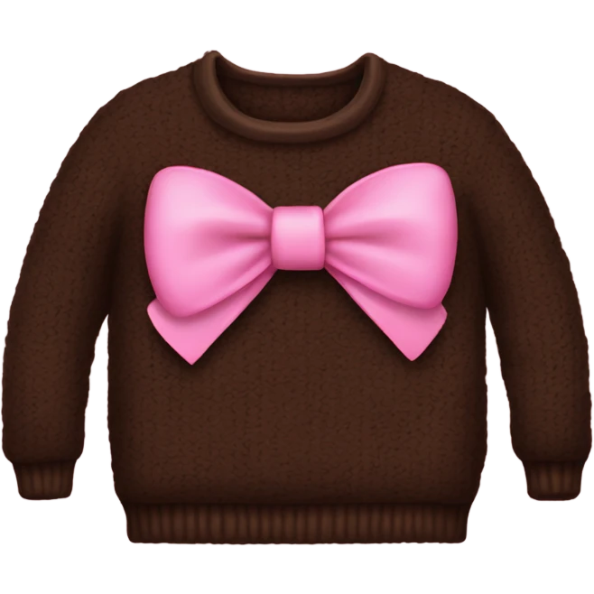 Dark brown sweater with a pink bow in the middle emoji