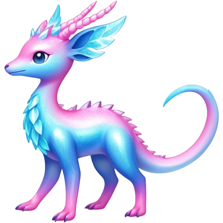 Shiny Exotic Colorful Ethereal Sparkly Amaura-Aurorus-Fakémon-hybrid-creature (full body)  emoji