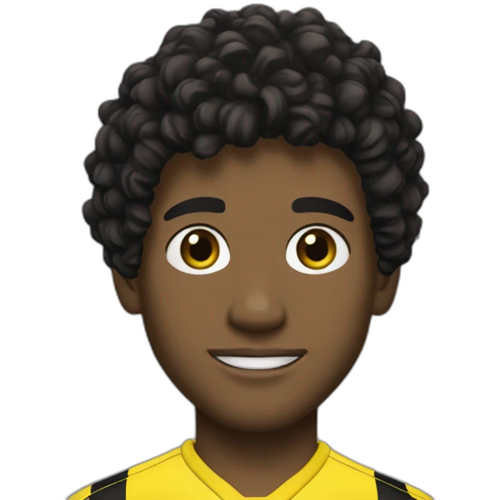 Borussia Dortmund player with a brown skin black short black curly hair emoji