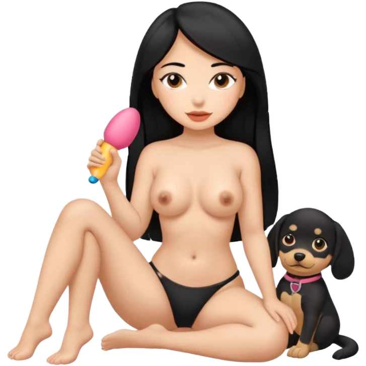 Black hair Latina girl sitting a sex toy naked doggy style  emoji