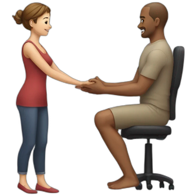 Woman stroking heading a man emoji