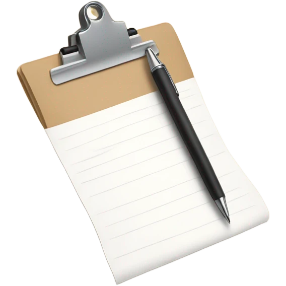 clipboard with white paper and a beige pen  emoji