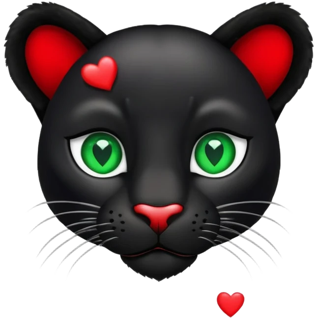 Panther with green eyes and hearts around him emoji
