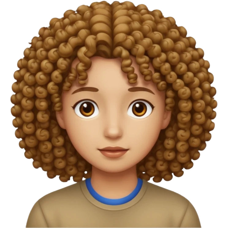Cabelo cacheado, olhos castanhos emoji