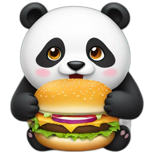 Panda eating burger emoji