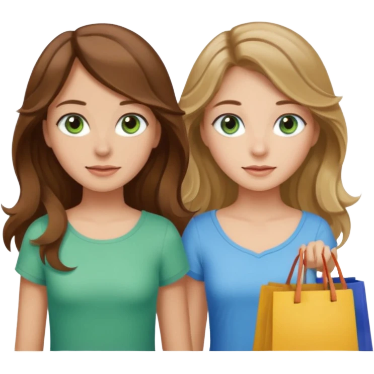 make me and my best friend togheter i have brown hair that falls on my shoulders and BROWN eyes and she has really long wavy brown hair with a little blonde and green/blue eyes we are shopping and i have BROWN eyes and i am taller than her emoji