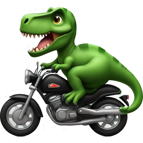 Dinosaur riding black motorbike emoji