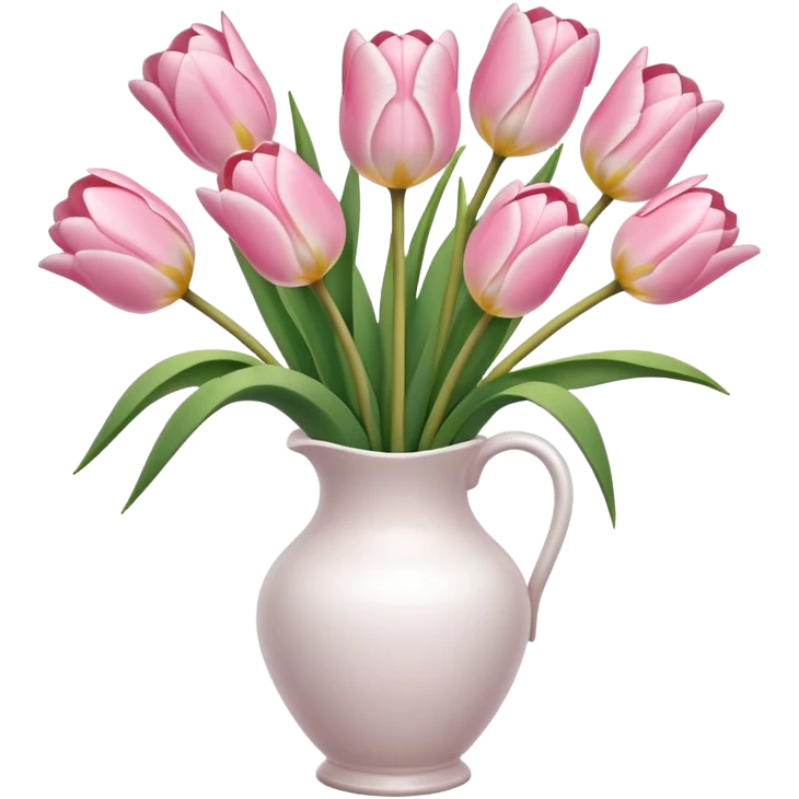 Light pink tulips in white vase emoji