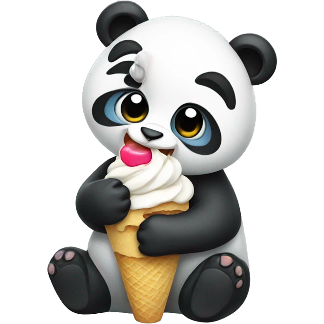 Panda eating ice cream emoji