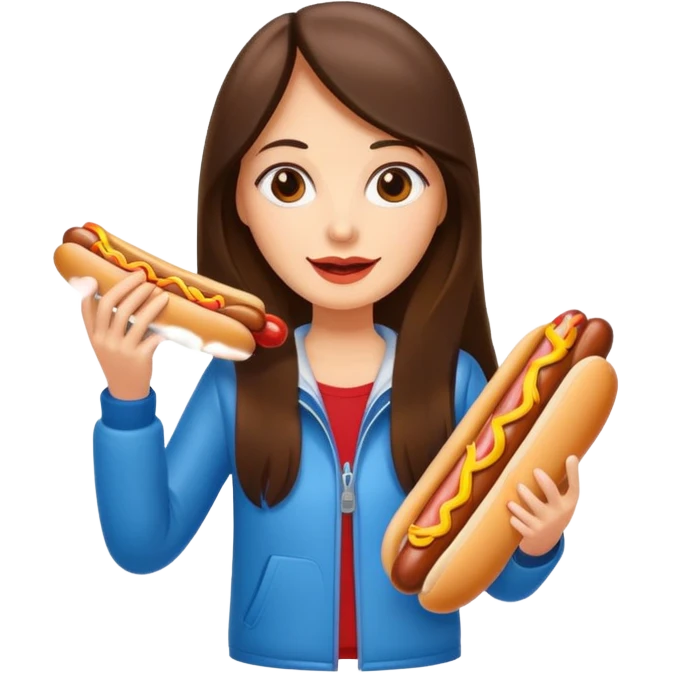 tourist brunette long hair woman holding hot dog emoji