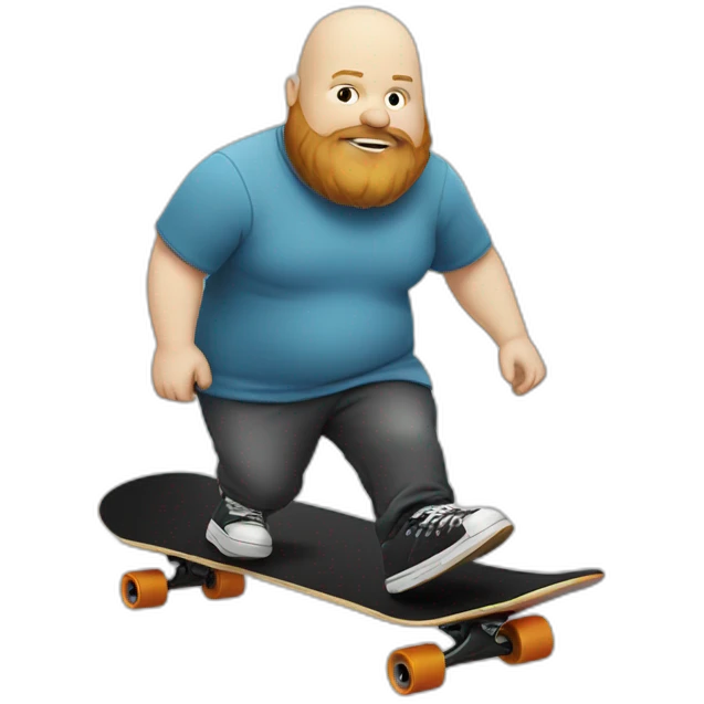 fat white bald skater with dark-blond beard on a skateboard emoji