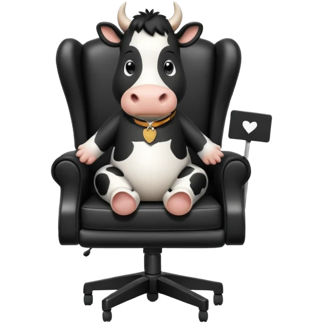 friesan cow sitting in a director's chair emoji