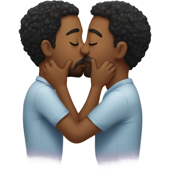 Two men kissing each other emoji