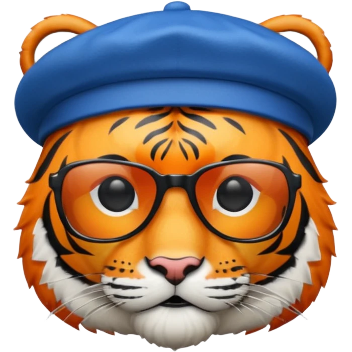 tiger in sunglasses with blue berets emoji