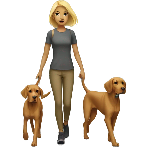  Blonde girl walking two vizslas emoji